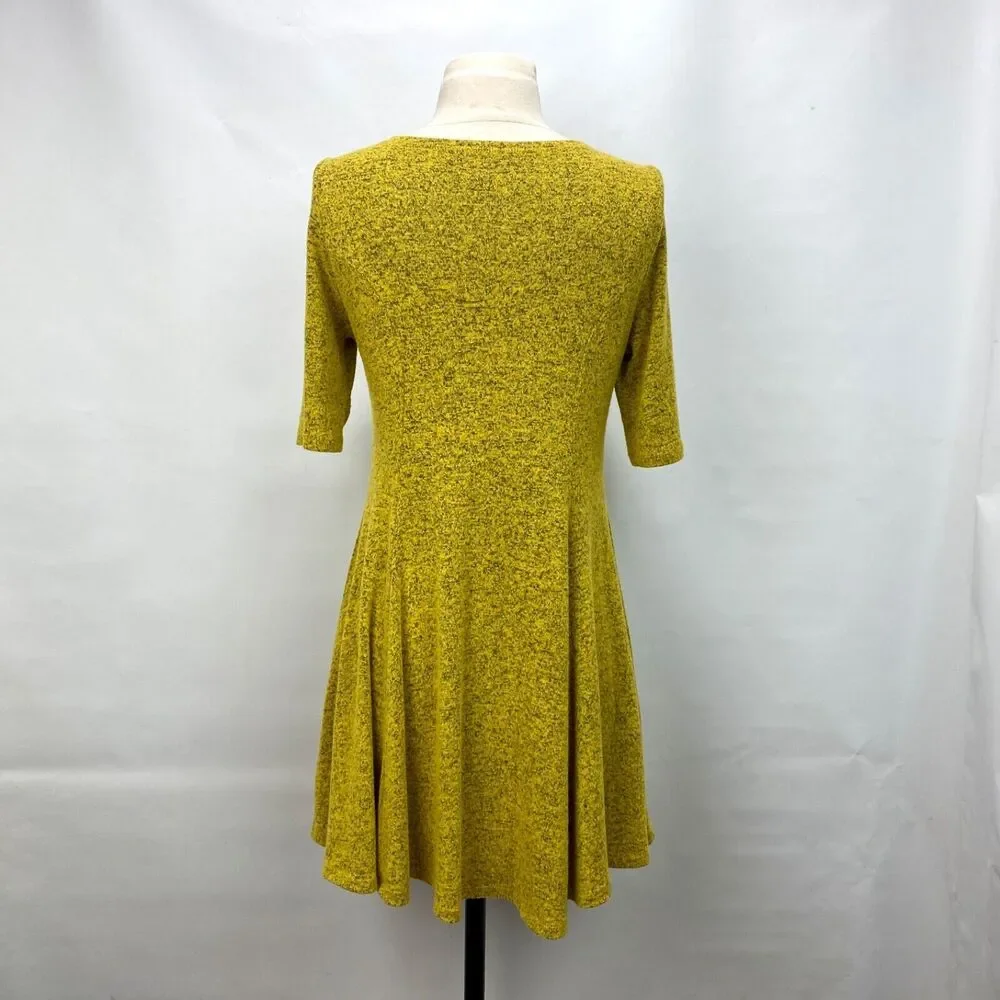 Purple Generation Womans Yellow Speckled Knit Dress Large Princess Boho Fairy